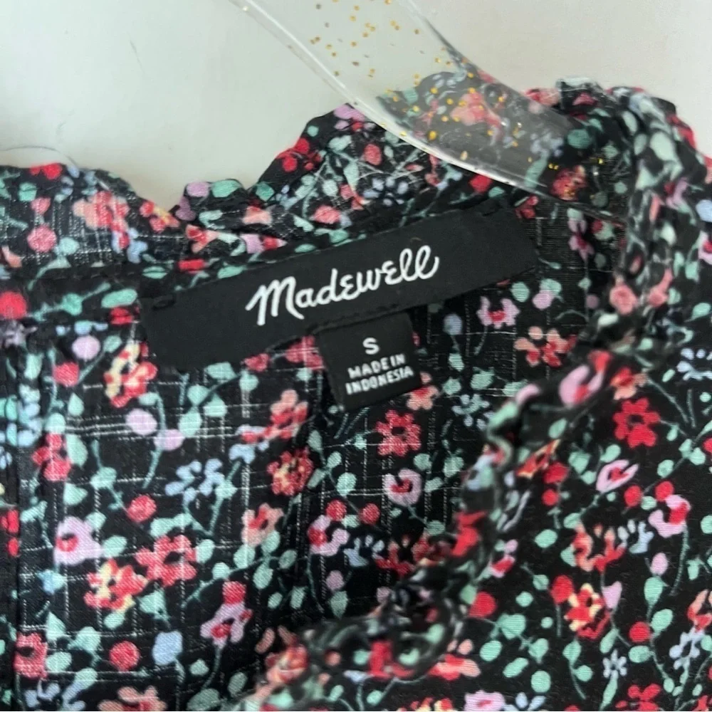 Madewell Puff-Sleeve Ruffle Top in Fieldwalk Floral S